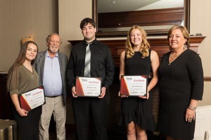 2025 High Foundation Scholarship Recipients: Kaycee Sontheimer; S. Dale High, Chairman of the Board, High Foundation; Matthew Crider; Lilian Mahonski; and Robin Stauffer, Executive Director, High Foundation